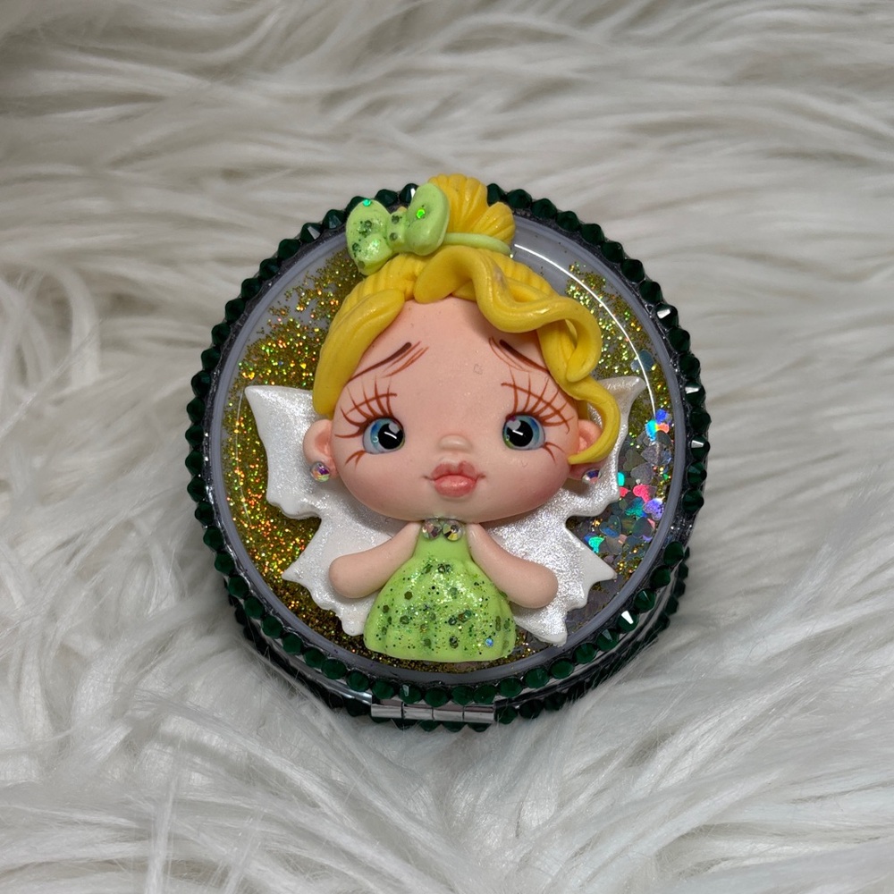 Cute Fairy Tinker bell compact mirror  with Glitter